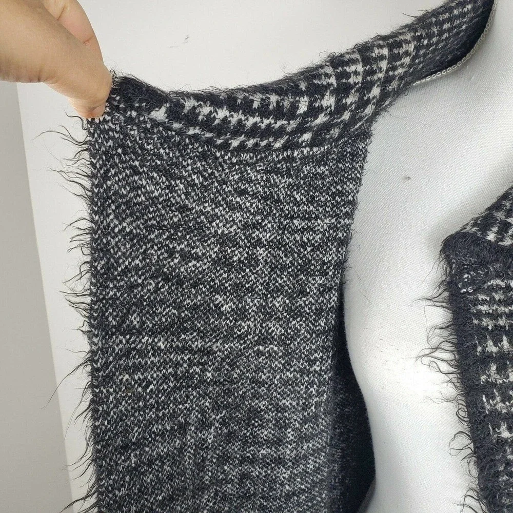 Ava Couture Women's Mohair Blend Open Cardigan Mohair Sweater Coat Houndstooth